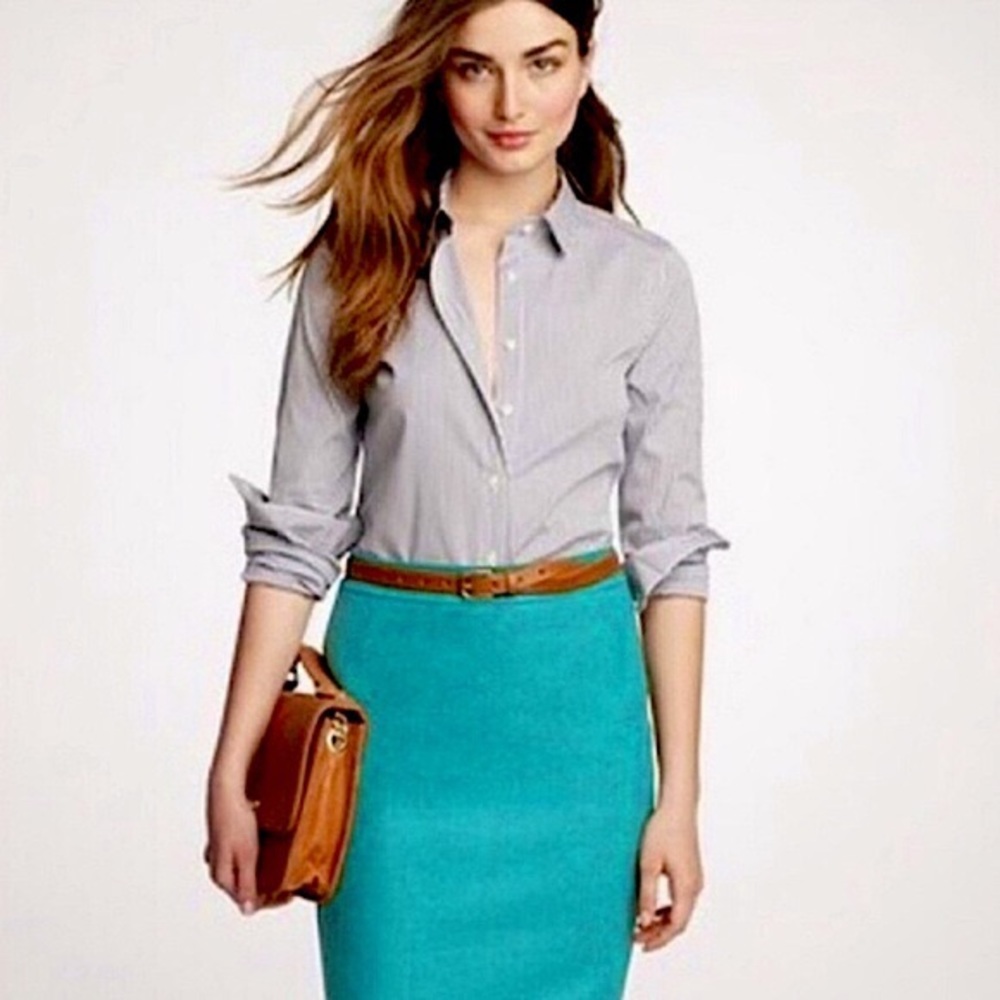 J Crew Teal Wool No. 2 Pencil Skirt